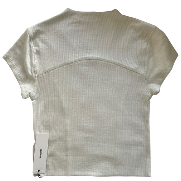 Joah Brown Contrast Stitch Crop Top – Bone Rib (NWT) - Picture 3 of 4